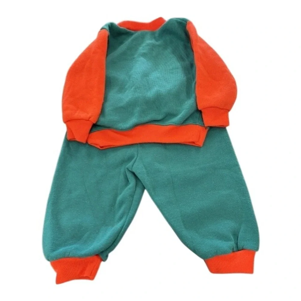 Vintage NFL Kids Miami Dolphins Sweatshirt Pants Set 12M Aqua Orange Retro 90s